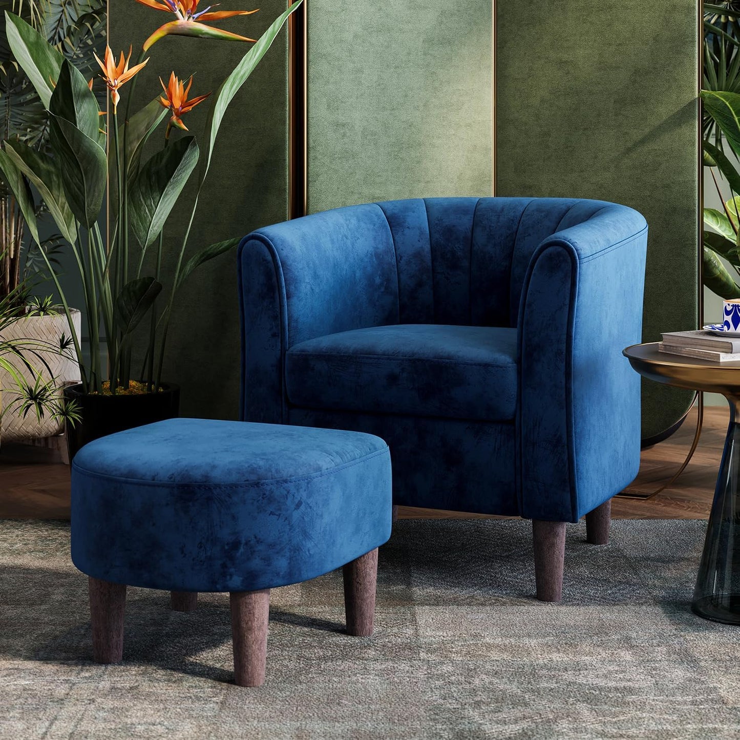 LINSY Accent Chair with Ottoman for Cozy Living Room Style