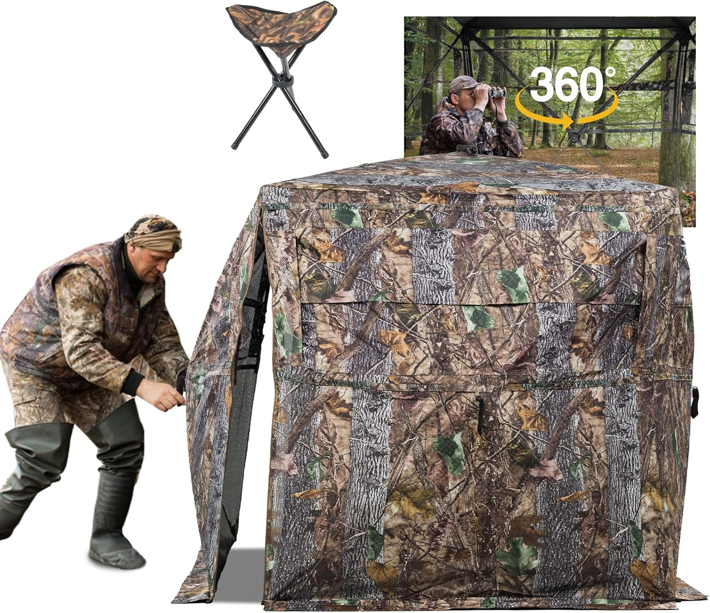 Hunting Blind 270/360 Degree See Through Ground Blind for Hunting