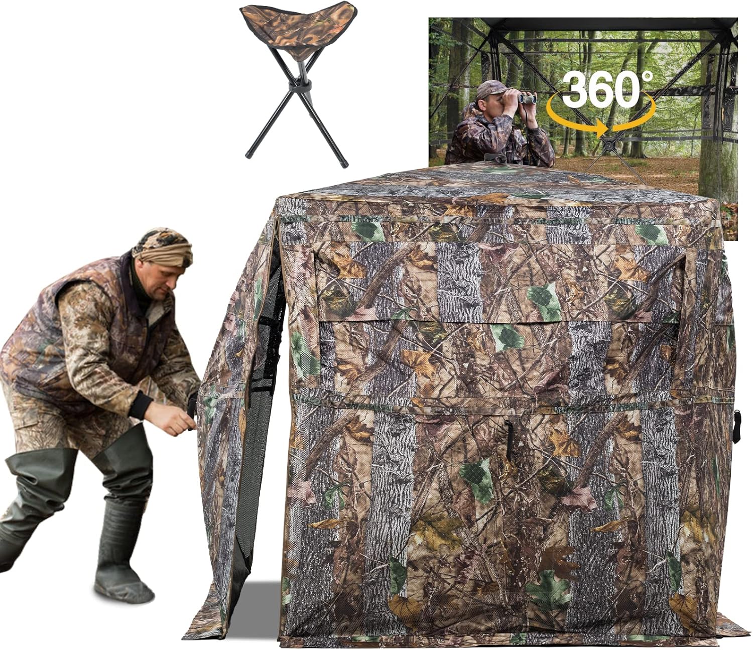 Hunting Blind 270/360 Degree See Through Ground Blind for Hunting