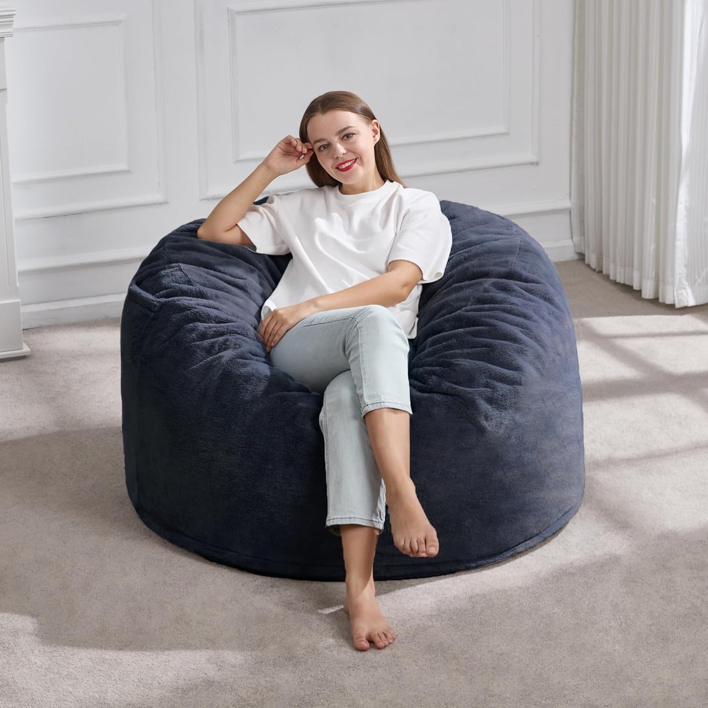 Hobestluk 3ft Bean Bag Chairs for Adults - Dark Grey Comfort