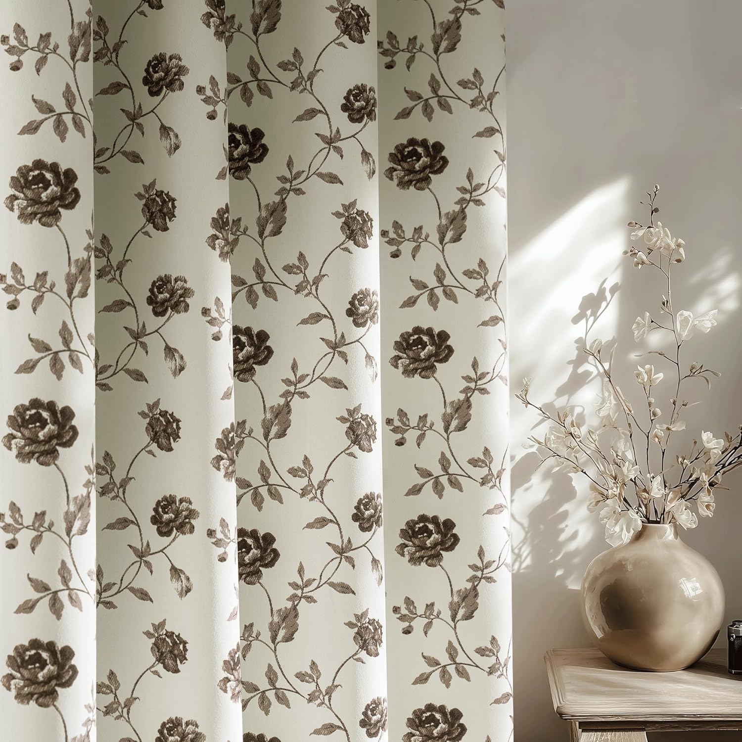 Beauoop Floral Blackout Curtains 63 Inches Long for Bedrooms