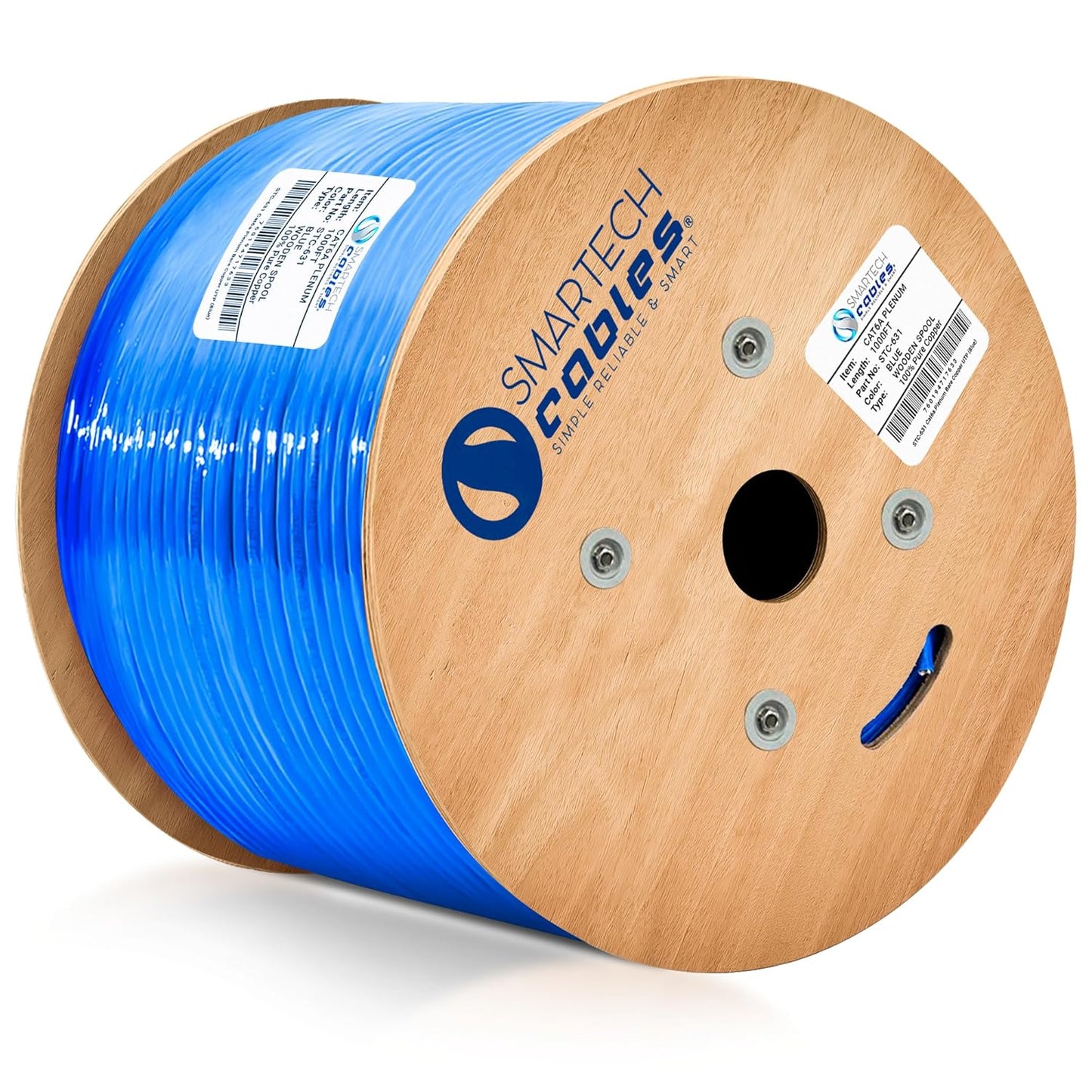 Smartech Cables Cat6A Plenum Cable 1000ft for Reliable Networking