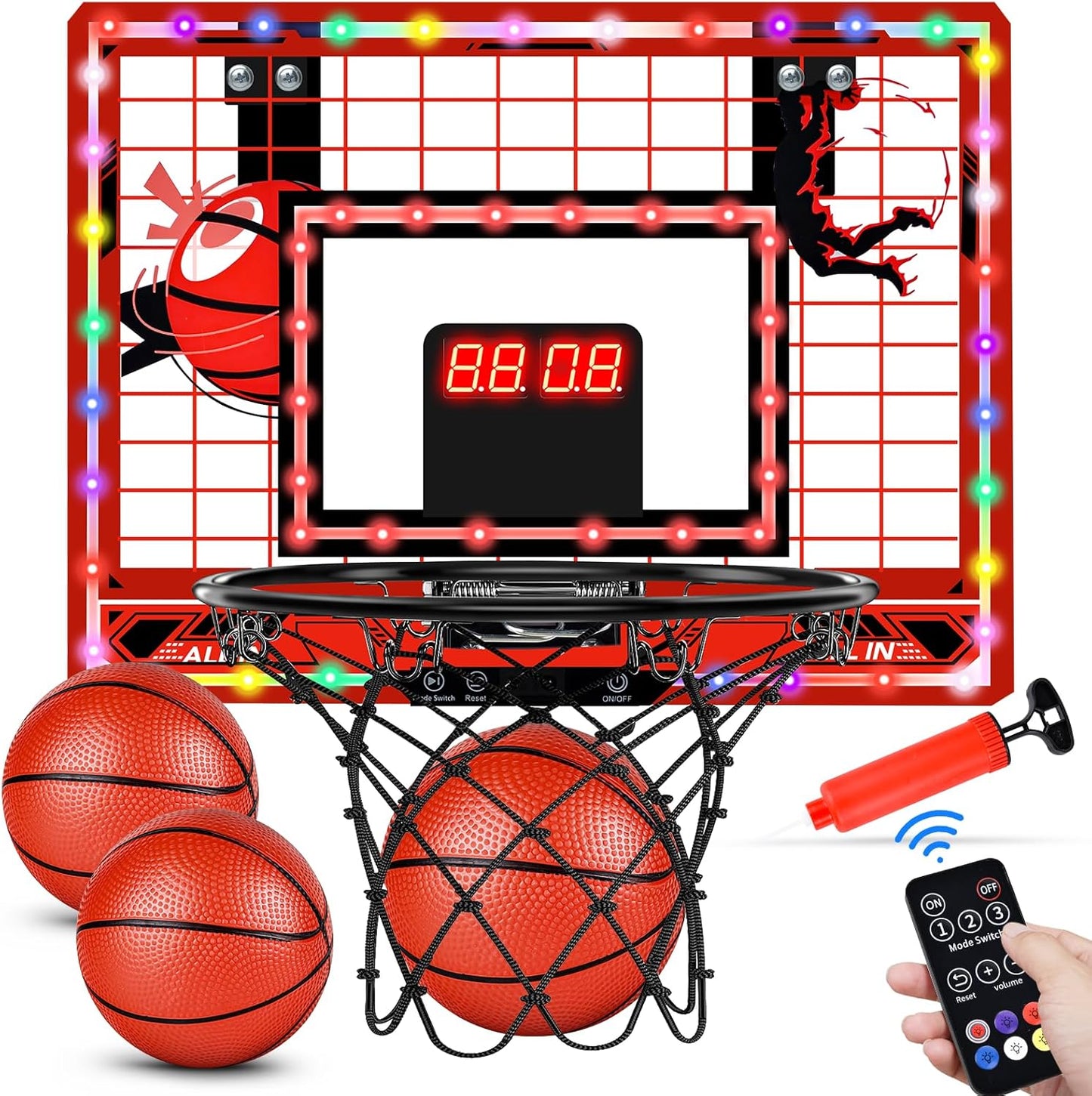 LED Mini Basketball Hoop Set - Light-Up Fun!