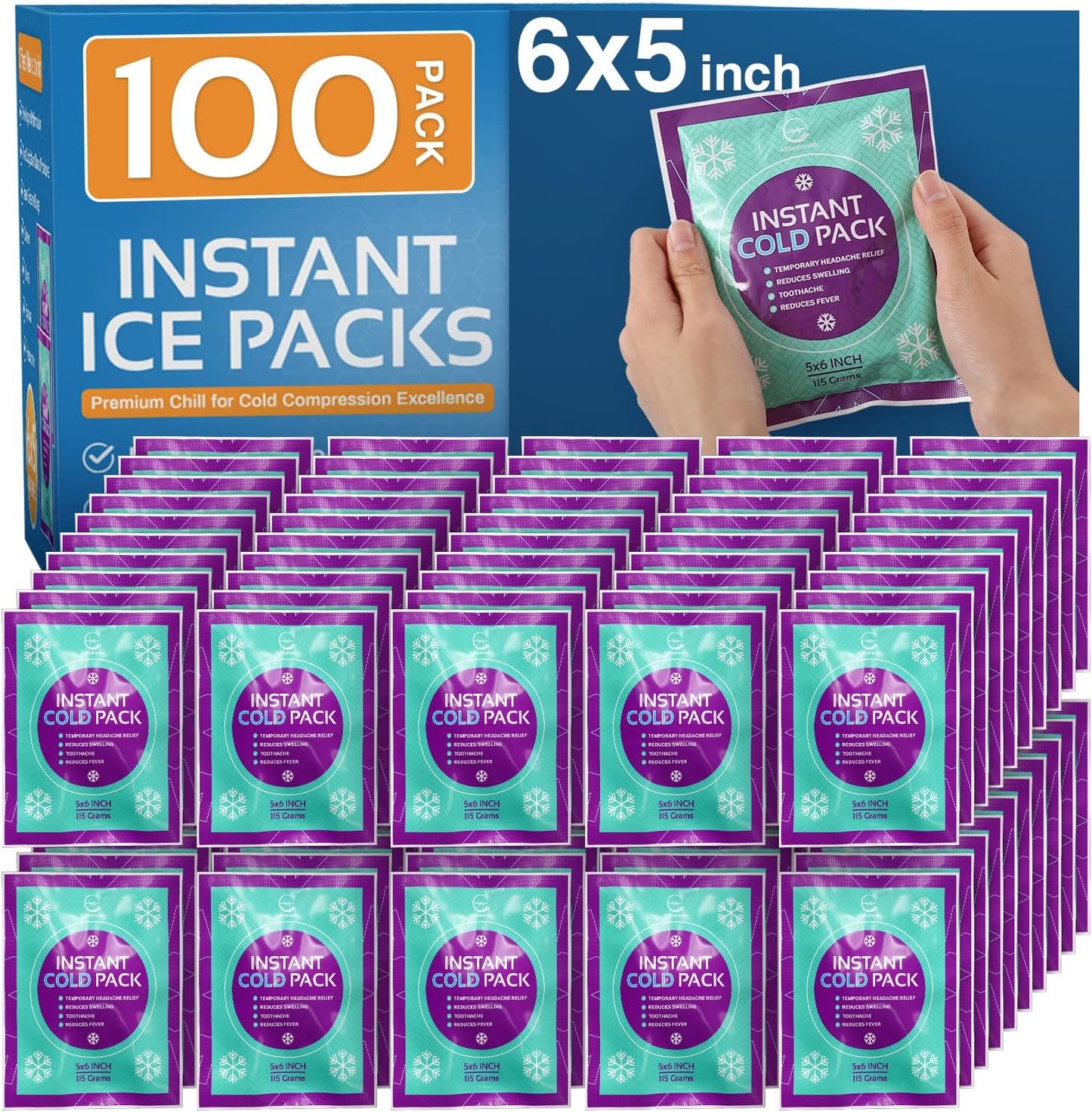 Disposable Instant Ice Cold Packs for Pain Relief & First Aid