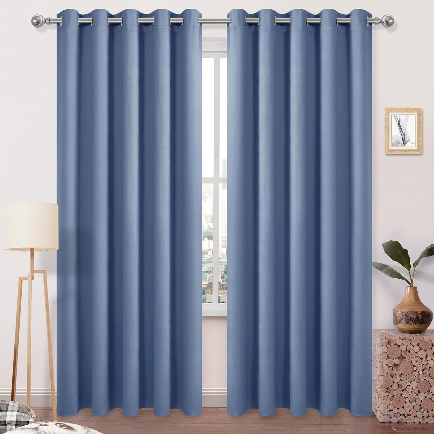 DWCN Blackout Curtains for Bedroom and Living Room, Dusty Blue
