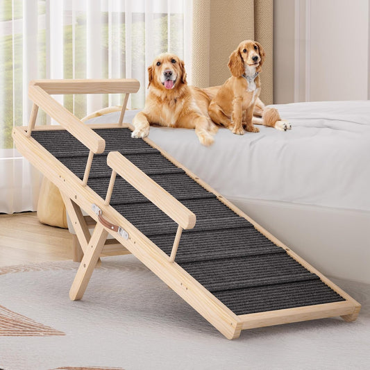 Tresbro Dog Ramp for Bed - Adjustable 6 Level Ramp for Dogs