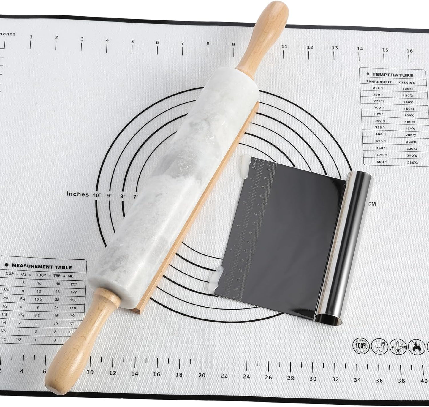 Koville African Natural Marble Rolling Pin for Baking Needs