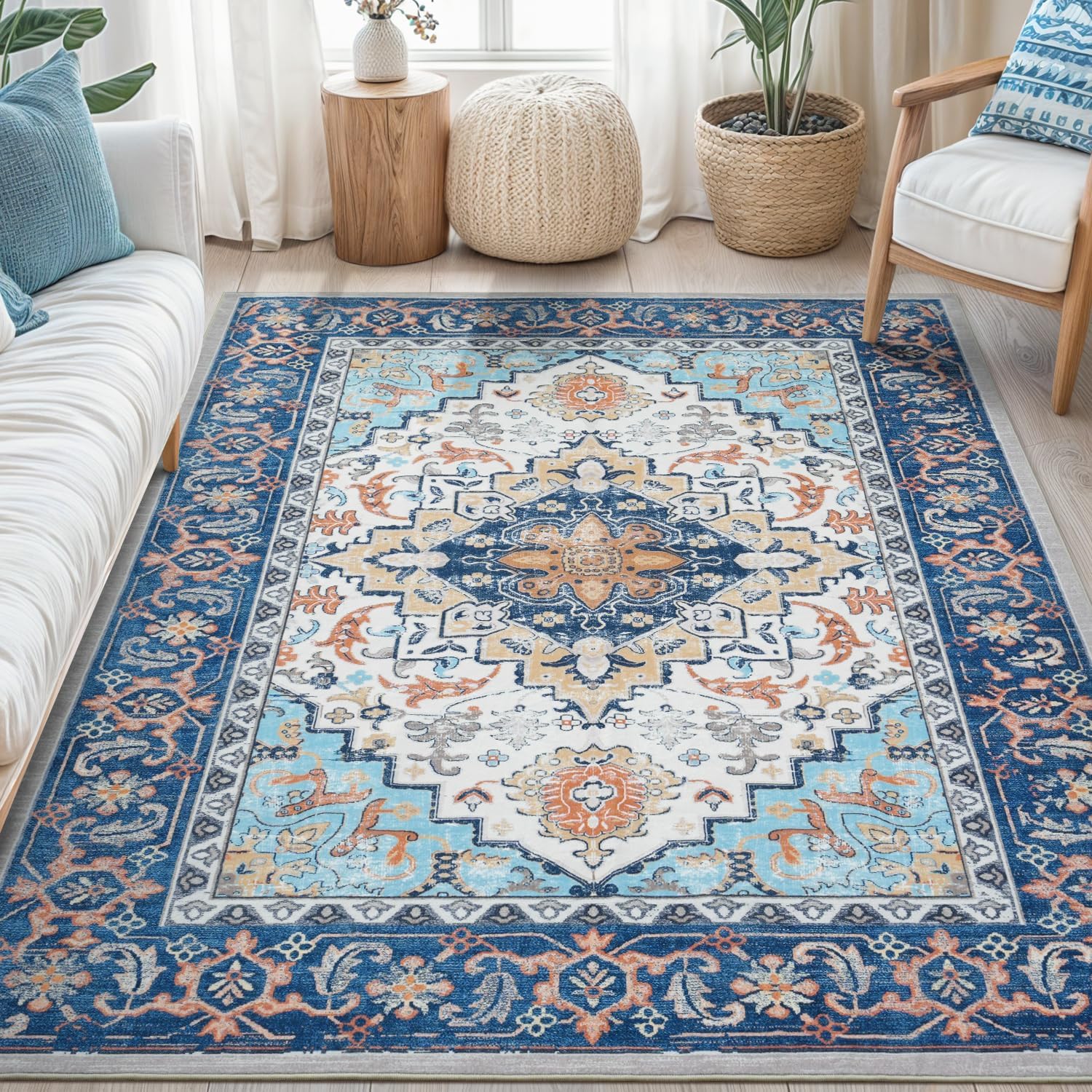 Lofus 5x7 Area Rugs for Living Room, Vintage Boho Carpet