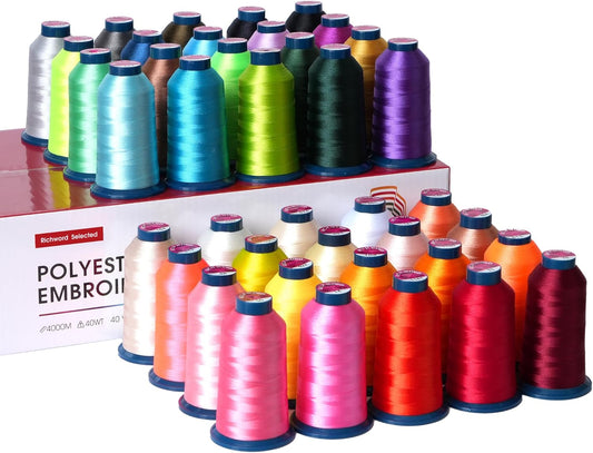 Richword Selected Embroidery Machine Thread Kit with 40 Colors