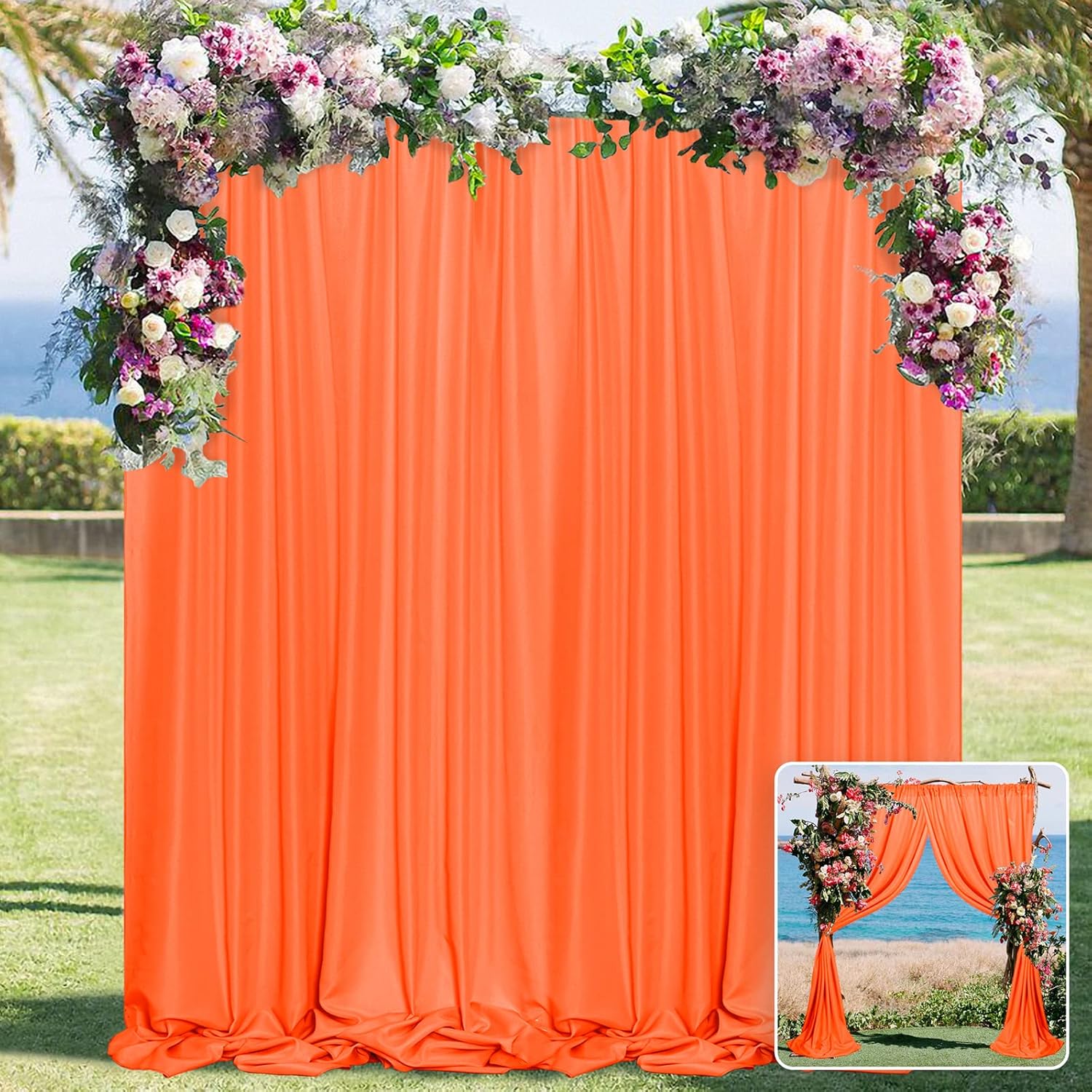 MYSKY HOME Orange Backdrop Curtains for Elegant Weddings & Parties