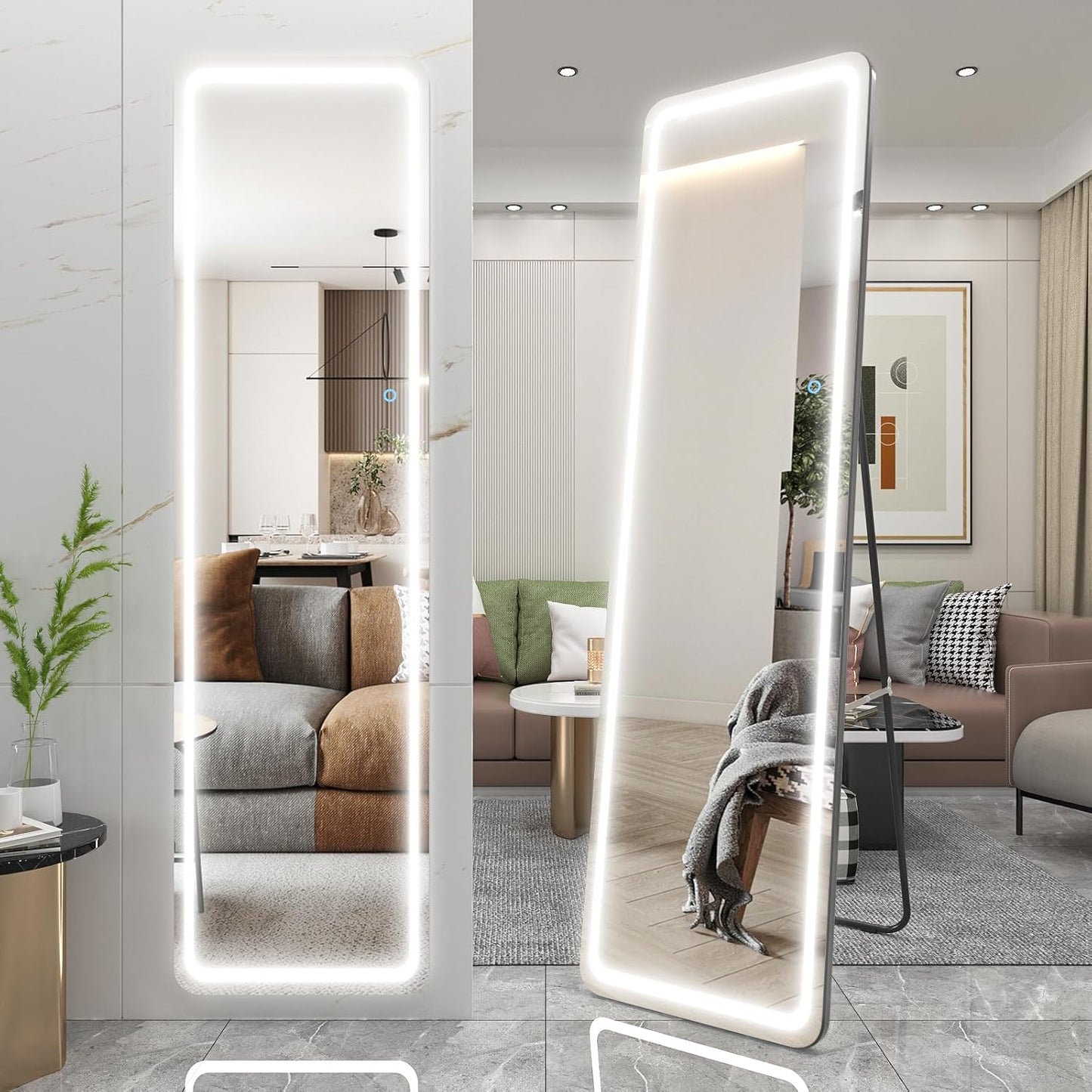 Full Length Floor Mirror with Light for Makeup and Bedroom