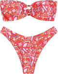 ZAFUL Women's Bandeau Bikini O Ring Strapless High Cut Swimsuit