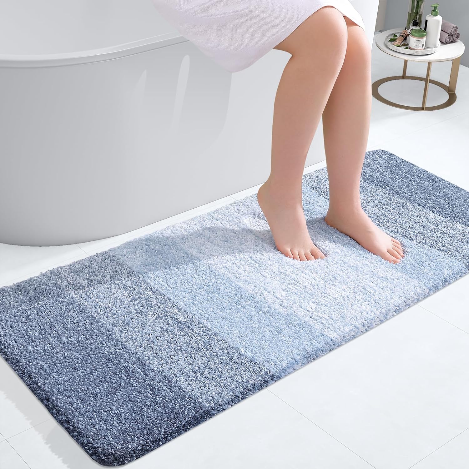 OLANLY Bathroom Runner Rugs - Soft Microfiber Bath Mats