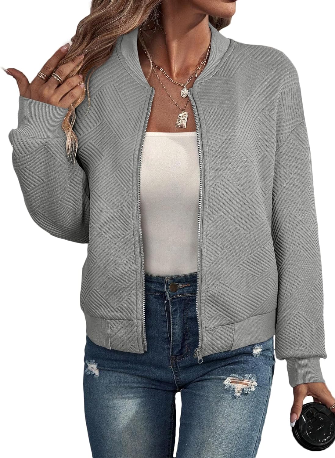 EVALESS Womens Bomber Jacket Coat for Stylish Fall Fashion