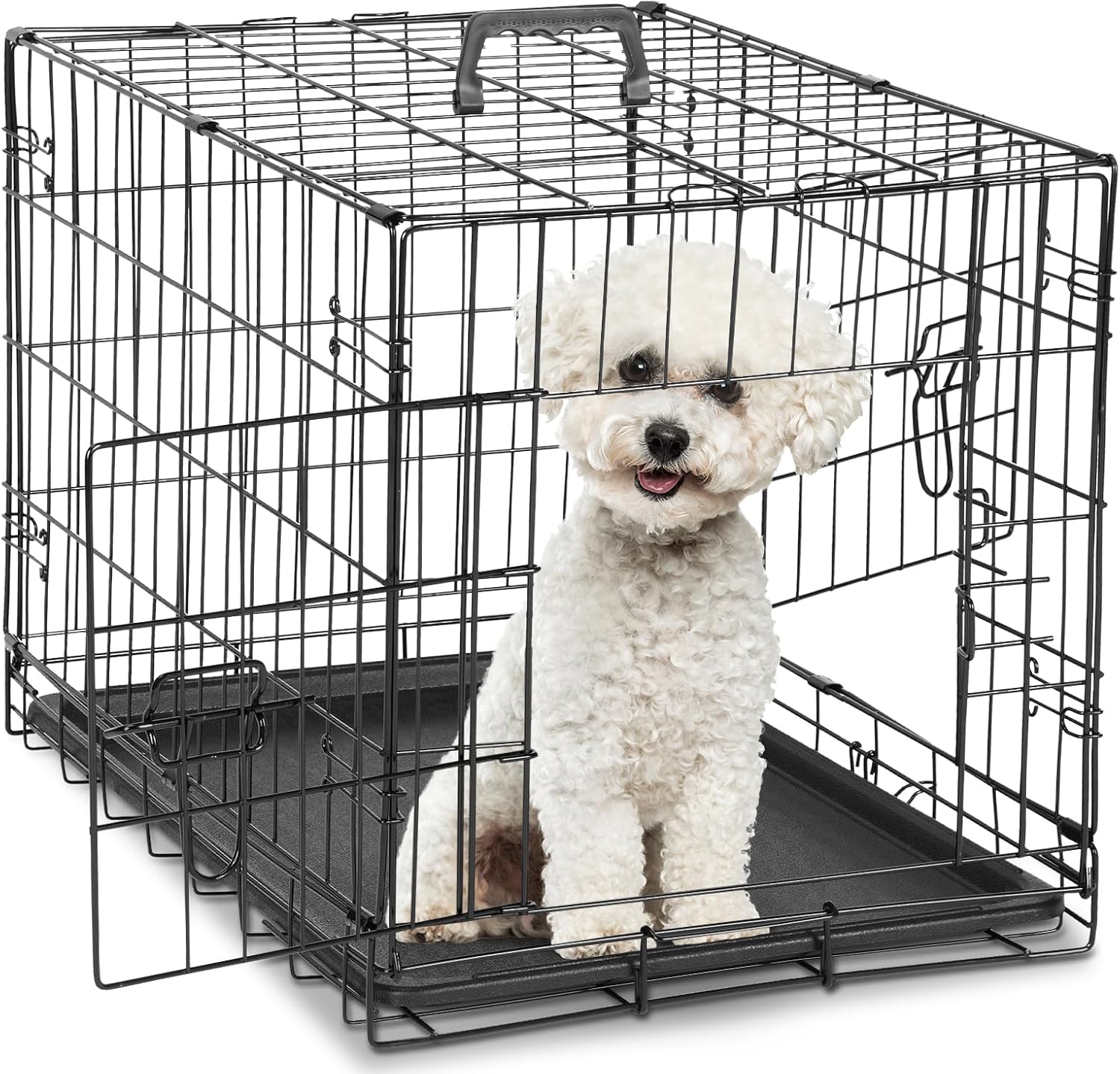 Sweetcrispy Small Dog Crate with Divider Panel for Travel