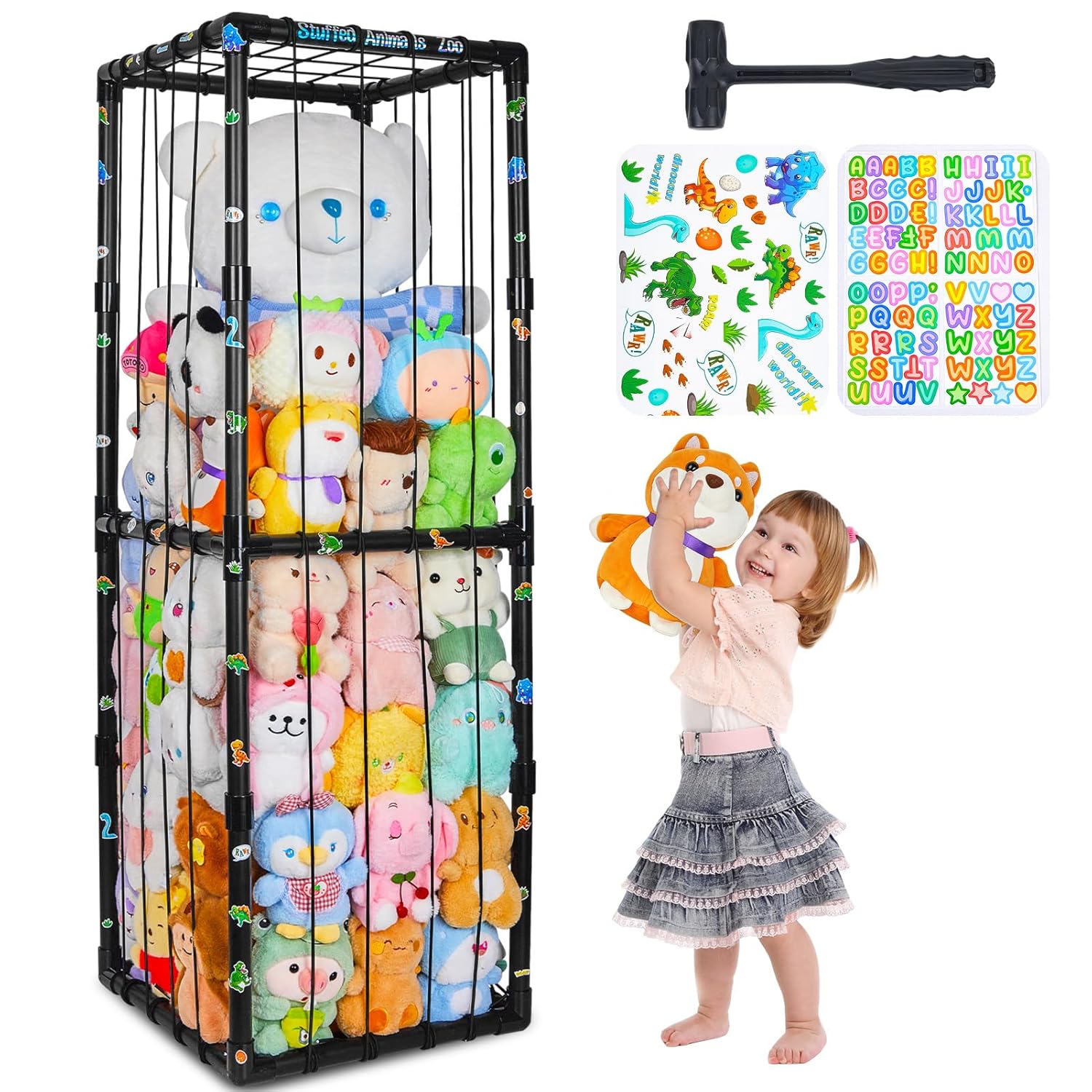 FIOBEE Stuffed Animals Storage Zoo for Kids Playroom Organization
