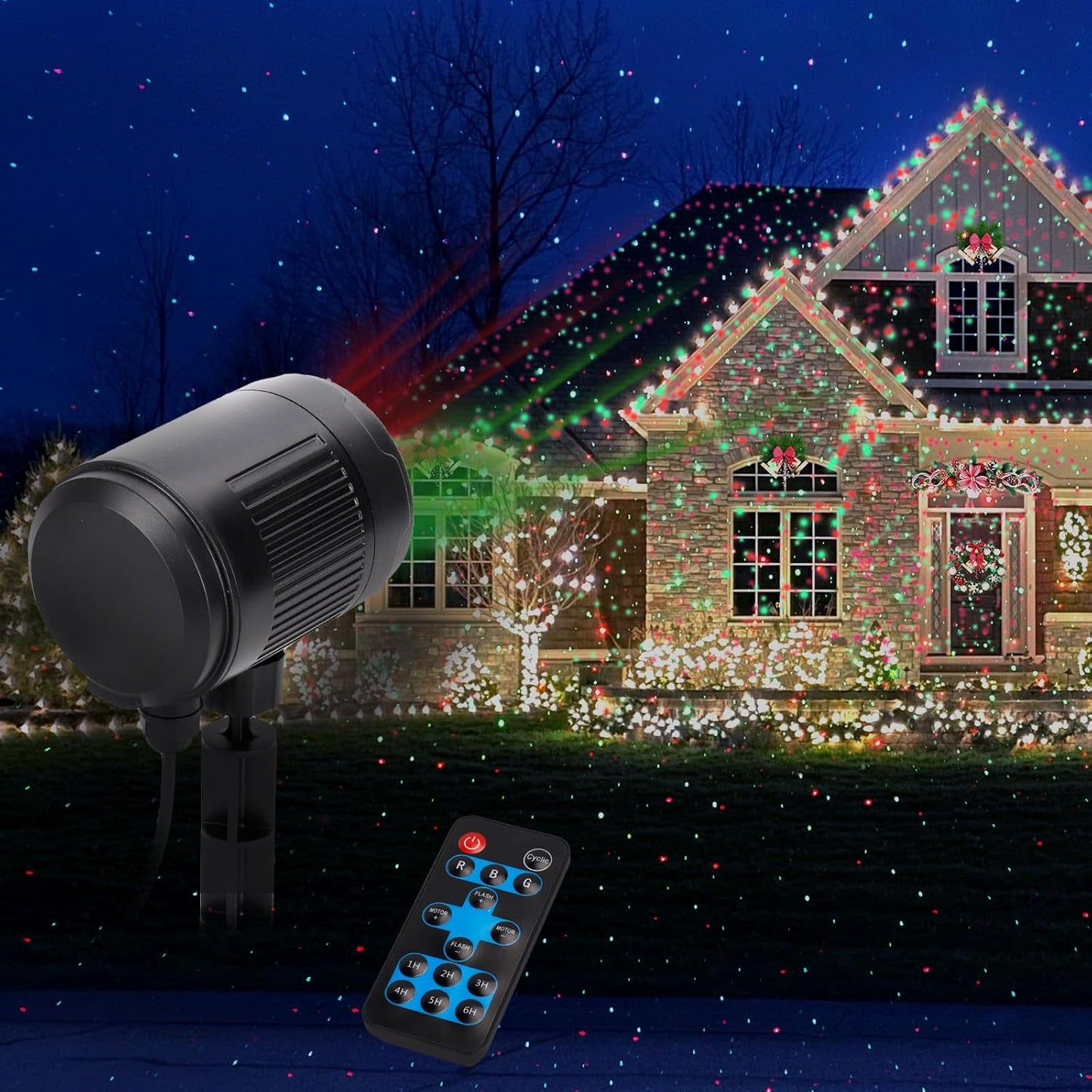 Motion Laser Christmas Lights - Remote Control, Waterproof, Holiday Decor (RG)