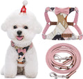 No Pull Small Dog Harness Suede Bow Pink - Lightweight Vest S