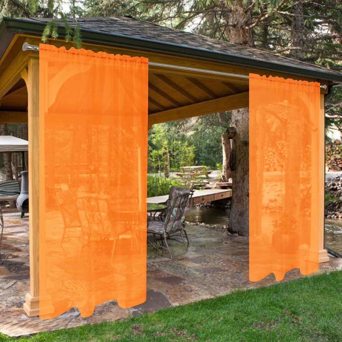 SpaceDresser Waterproof Outdoor Sheer Curtains for Patio Use
