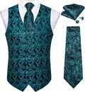 Mens Paisley Waistcoat and Necktie Set - Formal Silk Vest Ensemble