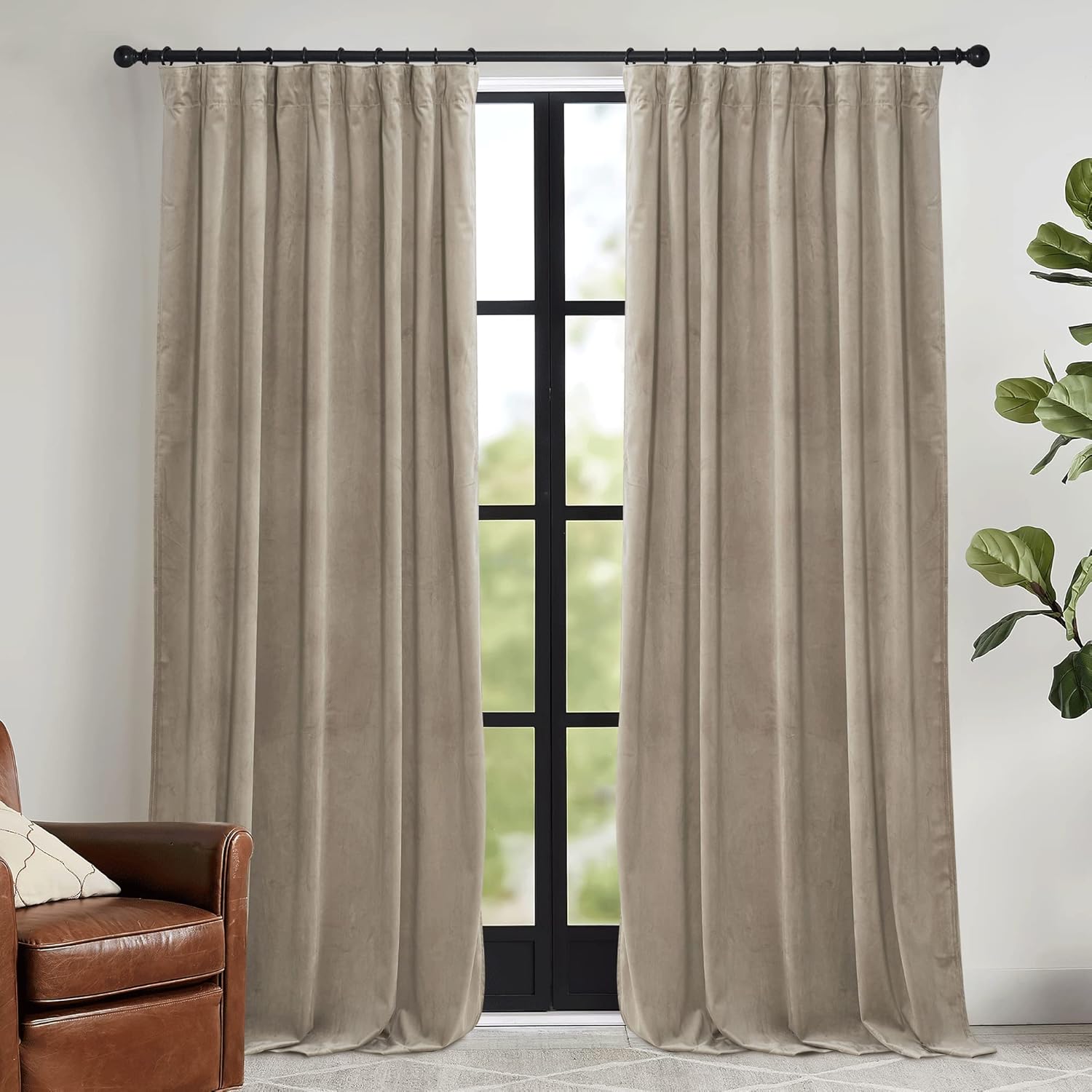 RYB HOME Velvet Curtains for Room Darkening and Privacy