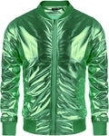 COOFANDY Men's Metallic Jacket 70s Disco Varsity Bomber - Shiny fabric