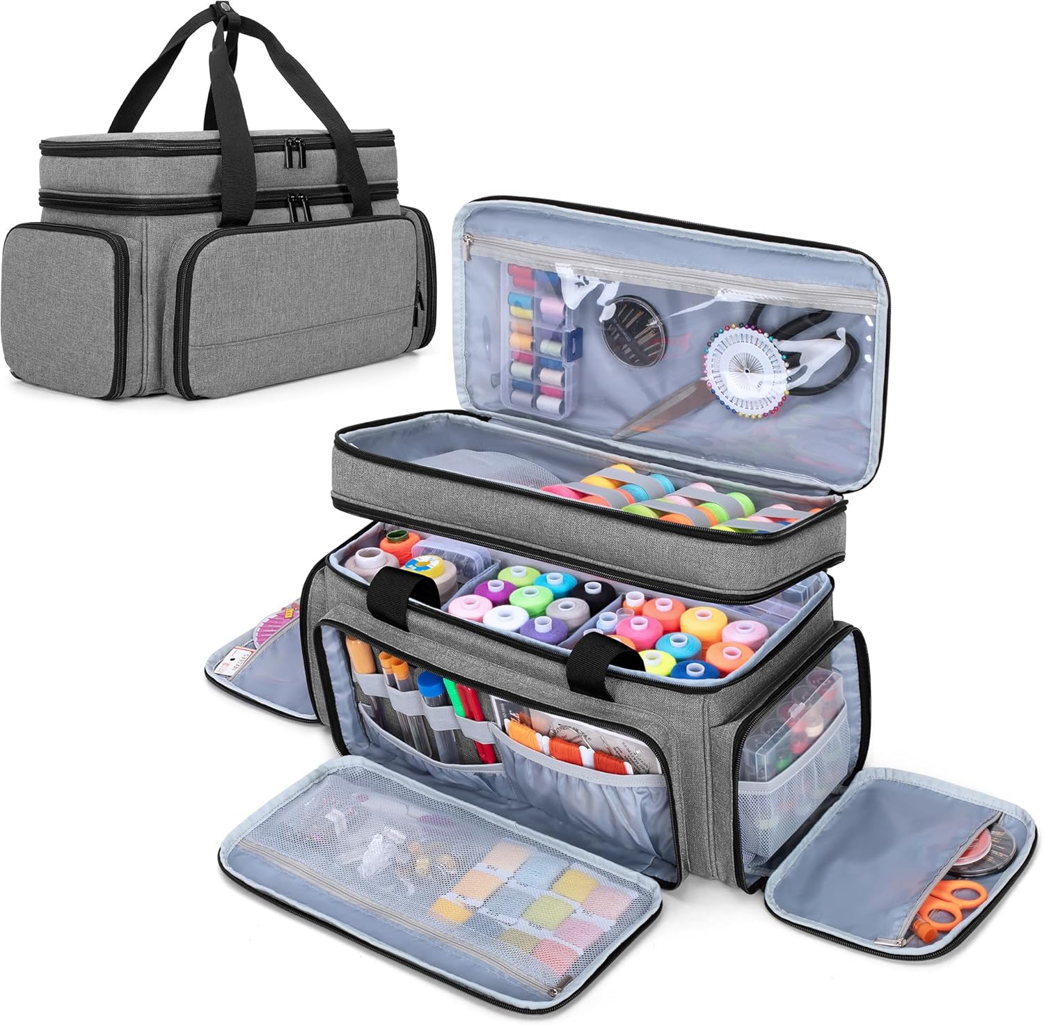 LUXJA Large 2 Layers Sewing Organizer Bag for Supplies Storage