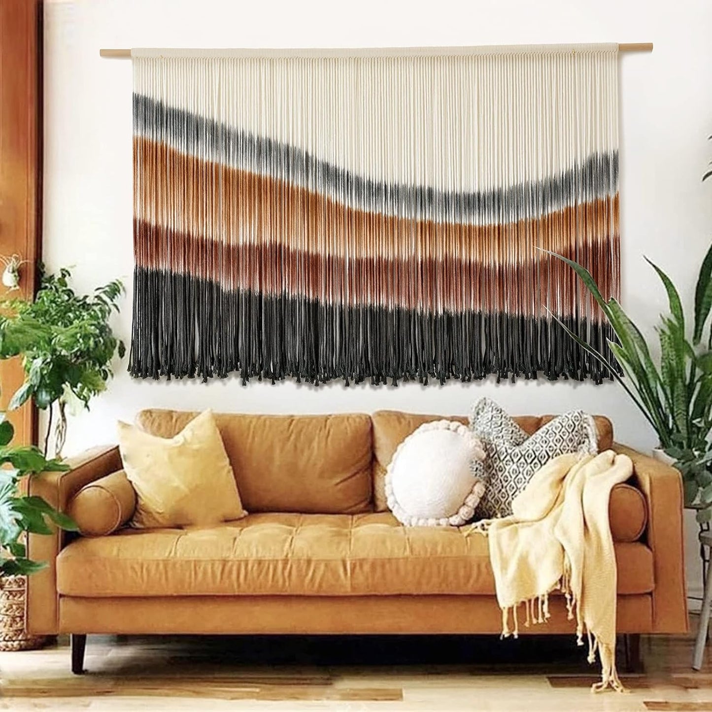 Flber Macrame Wall Hanging Large-Scale Tie-Dye Tapestry Decor