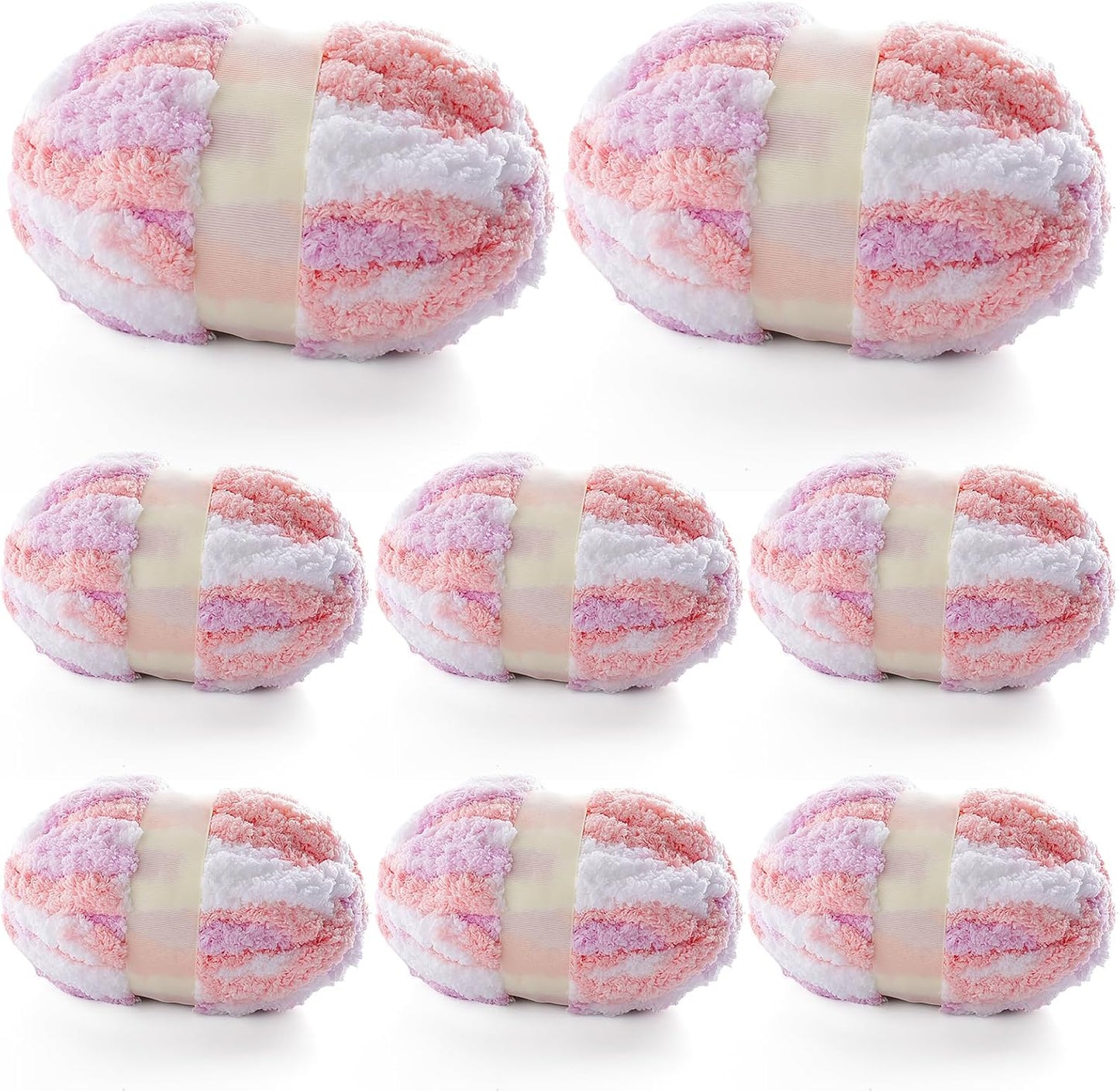 8 Pcs Chunky Yarn for Hand Knitting - Fluffy Chenille Yarn