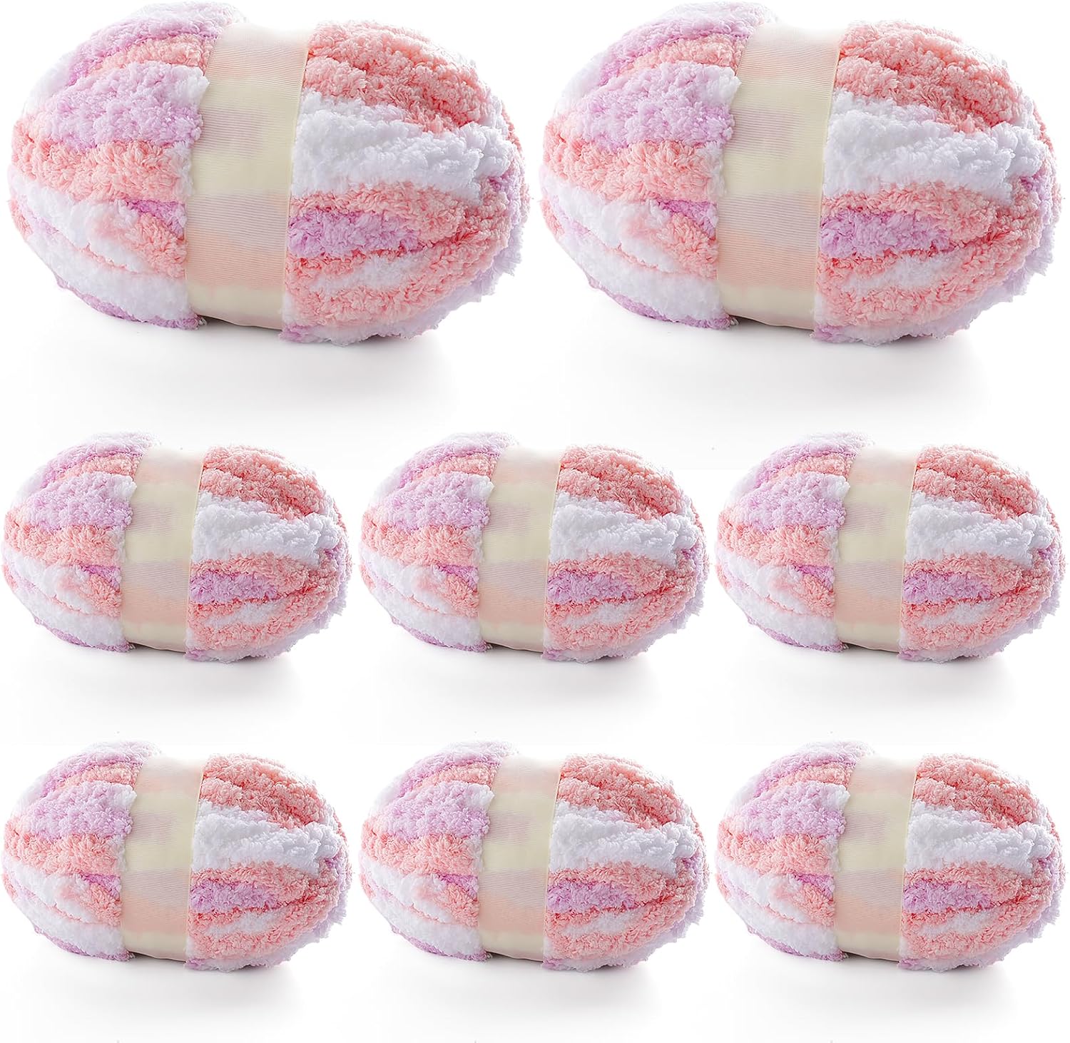 8 Pcs Chunky Yarn for Hand Knitting - Fluffy Chenille Yarn