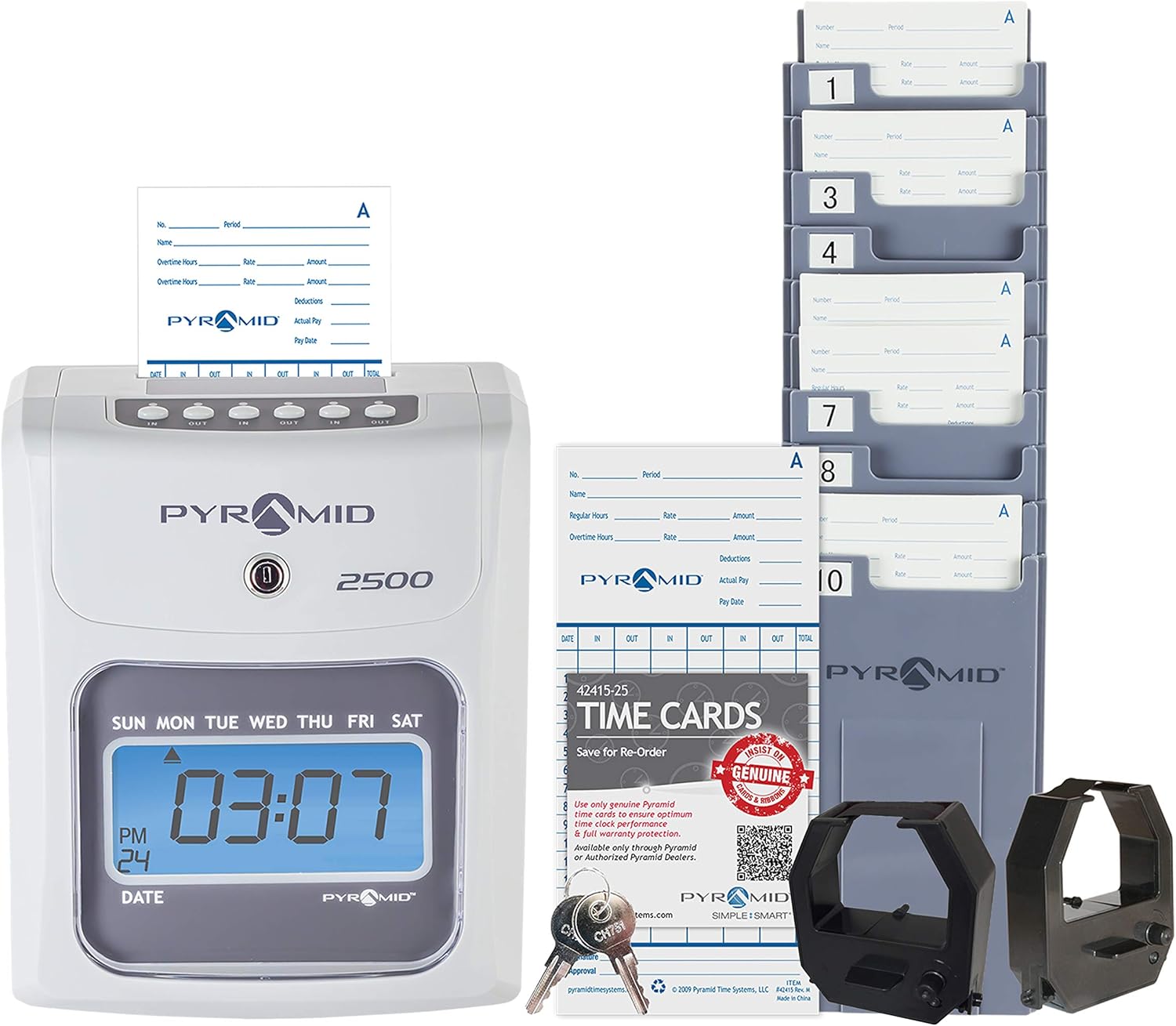 Pyramid Time Systems Model 2500 Auto Aligning Time Clock Bundle