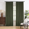 DUALIFE 92 in Olive Dark Green Pinch Pleated Blackout Curtains