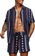 Men's Hawaiian Matching Set Beach 2-Piece Outfit - Lightweight Floral