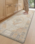 23x86 Beige and Light Orange Kitchen Runner Rug - Anti-Fatigue Comfort