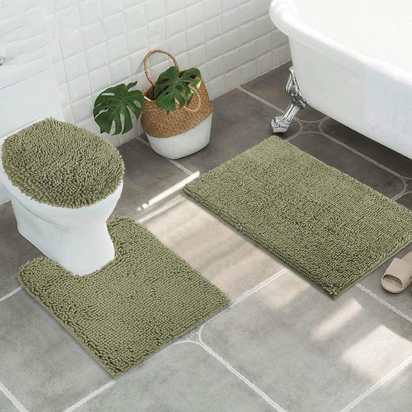 ITSOFT Non-Slip Shaggy Bathroom Mat Set for Ultimate Comfort