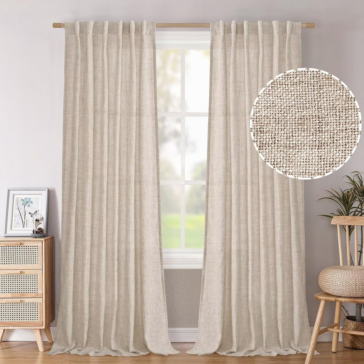 Natural Linen Semi Sheer Curtains for Elegant Home Decor