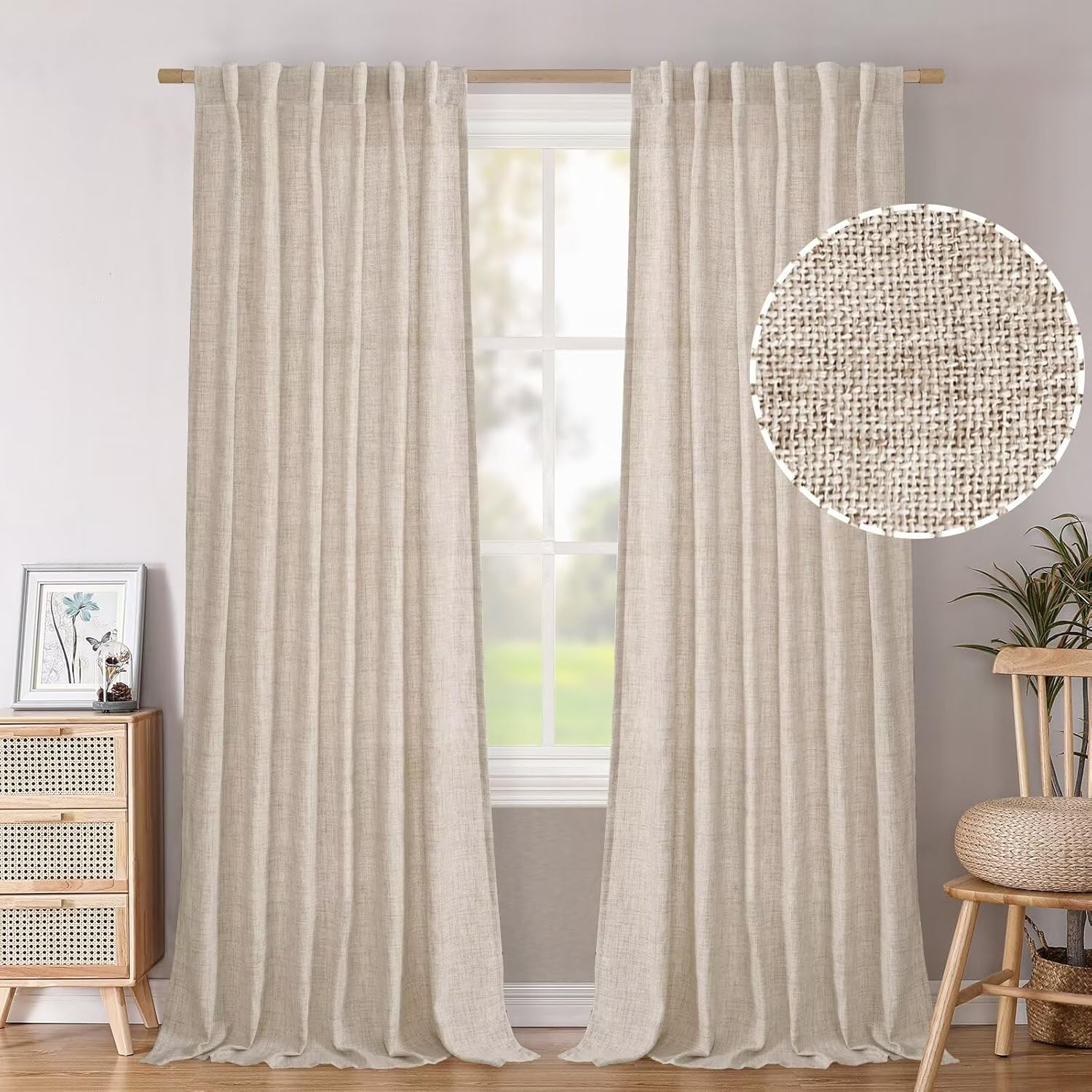 Natural Linen Semi Sheer Curtains for Elegant Home Decor