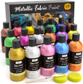 Nicpro 18 Colors Metallic Fabric Paint (250ml) - Permanent Soft