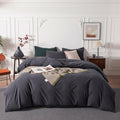 Washed Cotton Duvet Cover Set Ultra Soft Charcoal Gray Queen