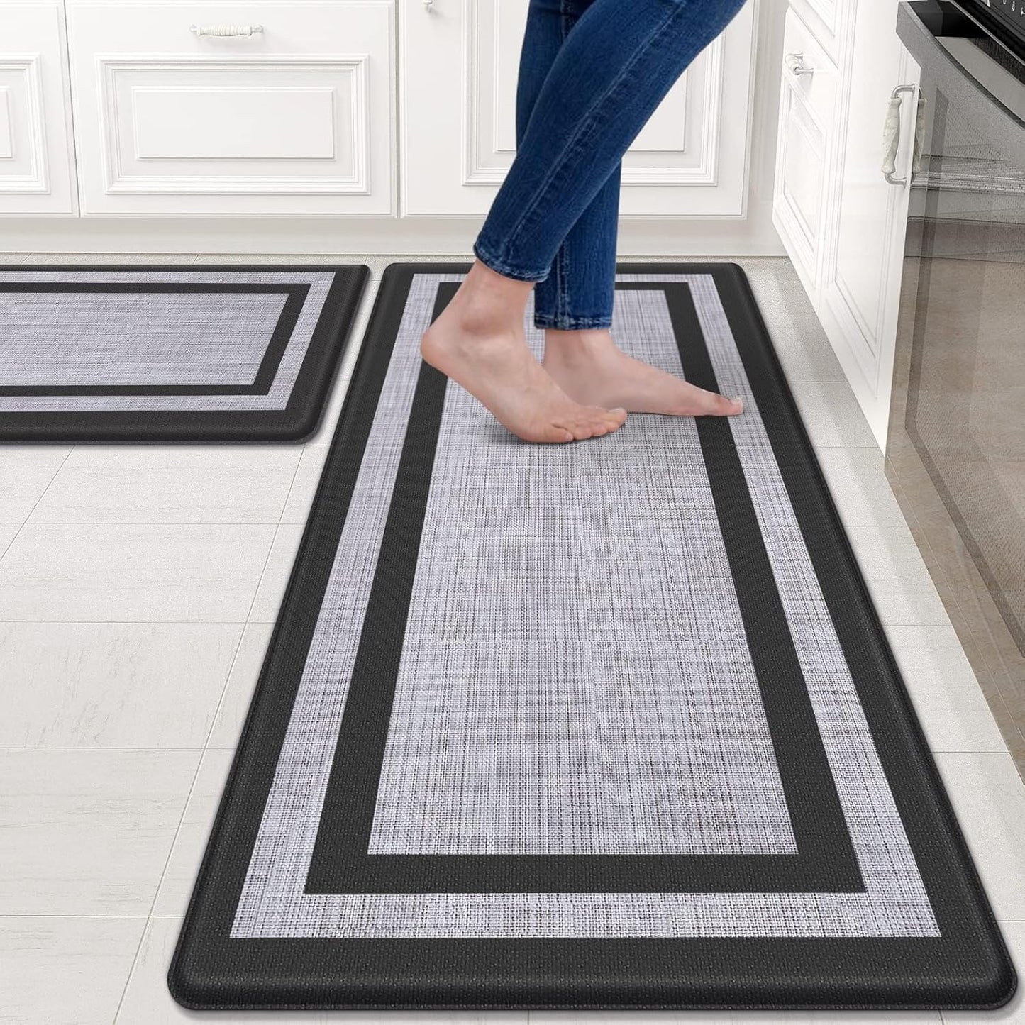 Cushioned Anti-Fatigue Kitchen Mats Set of 2 for Comfort