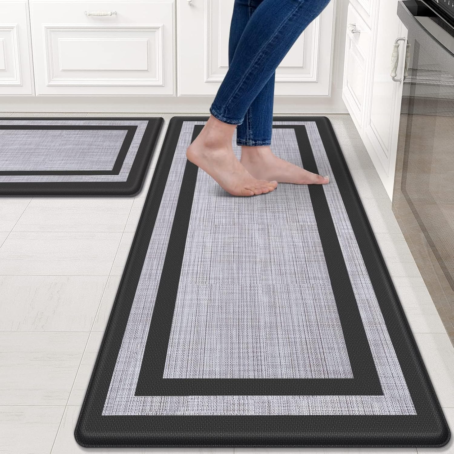 Cushioned Anti-Fatigue Kitchen Mats Set of 2 for Comfort