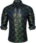 Trendy Silk Paisley Dress Shirts for Men by DiBanGu for Events