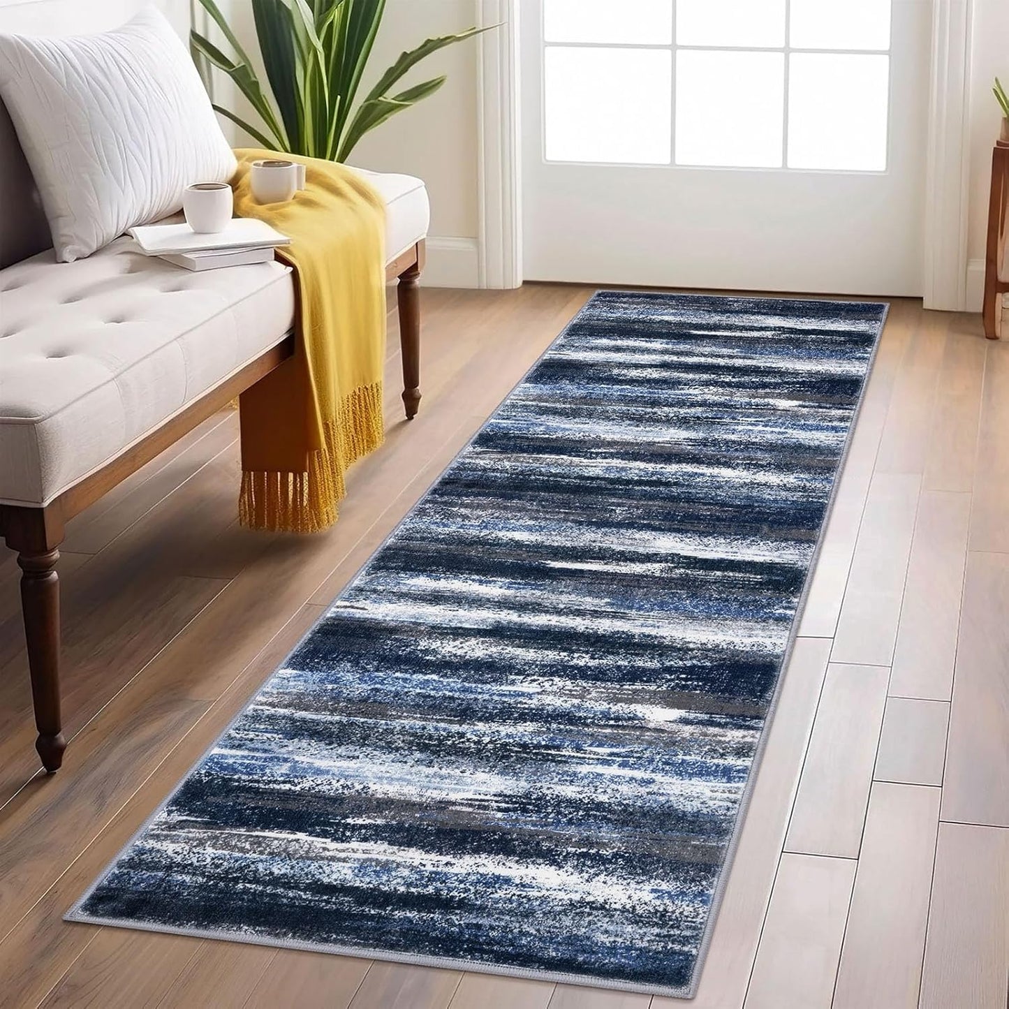 Modern Abstract Runner Rug 2x6 for Kitchen and Hallway Decor