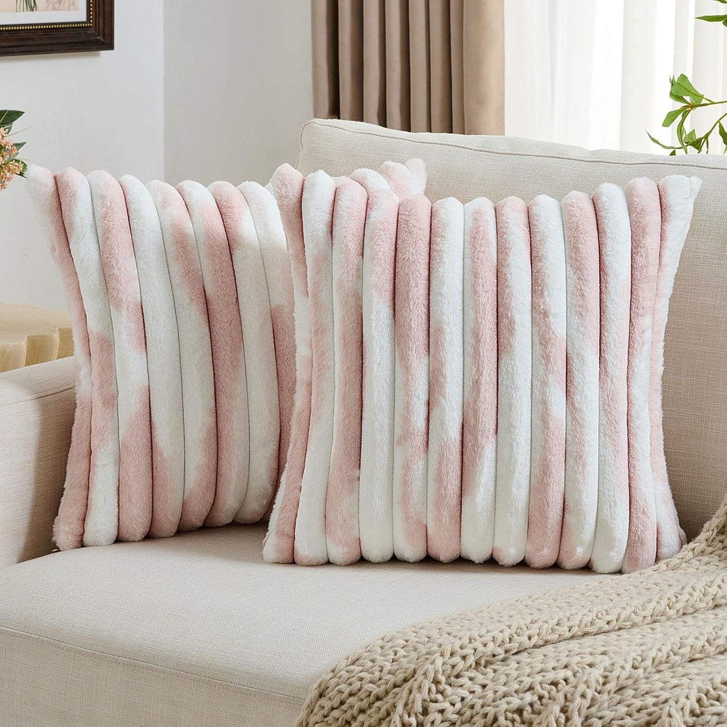 FUTEI Pink Decorative Throw Pillow Covers for Modern Home Decor