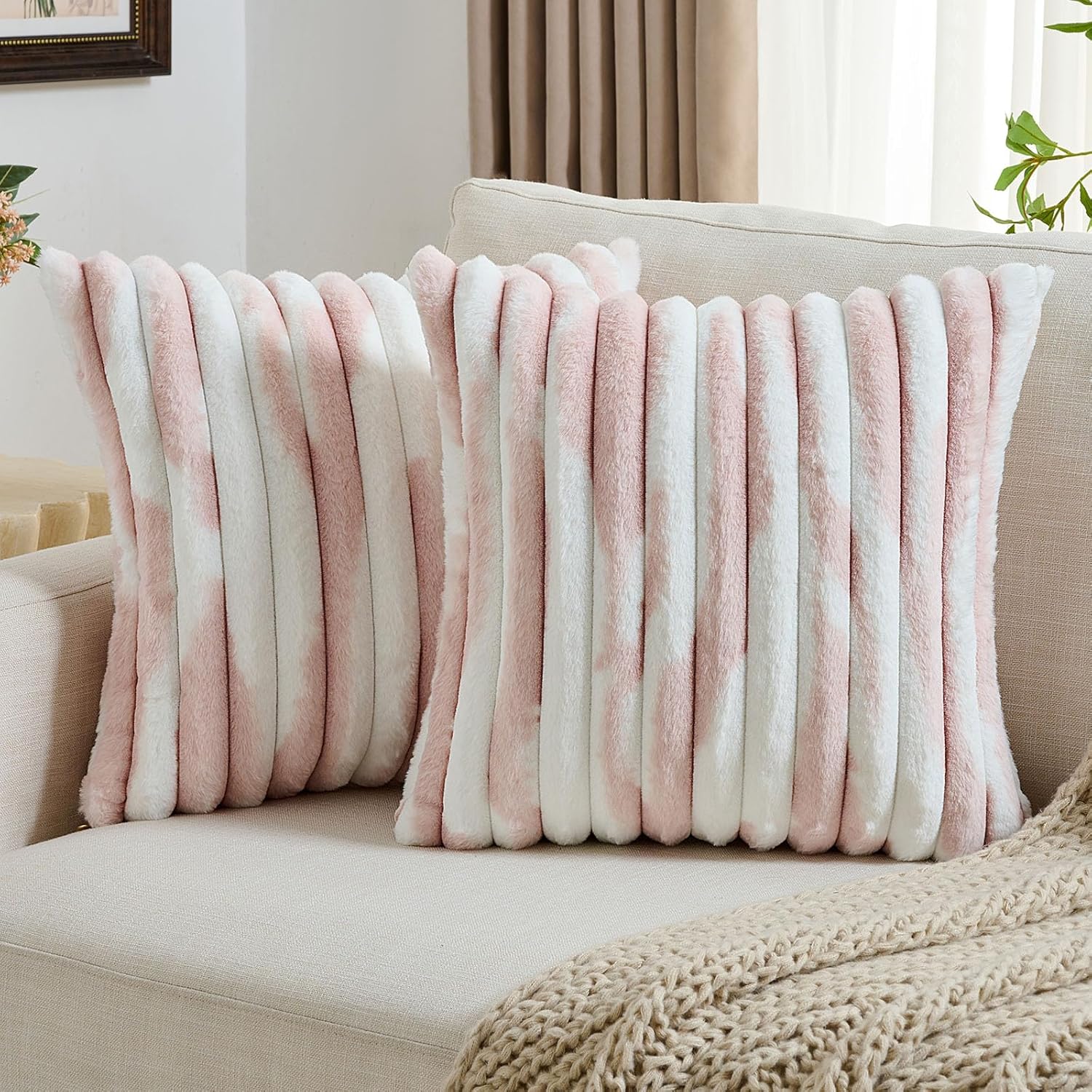 FUTEI Pink Decorative Throw Pillow Covers for Modern Home Decor