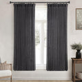 Pinch Pleated Black Linen Curtains 72 in - Tailored Light Filtering