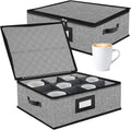 Quilted Mug Cup Storage Box 2PACK - Protective Stackable Transport