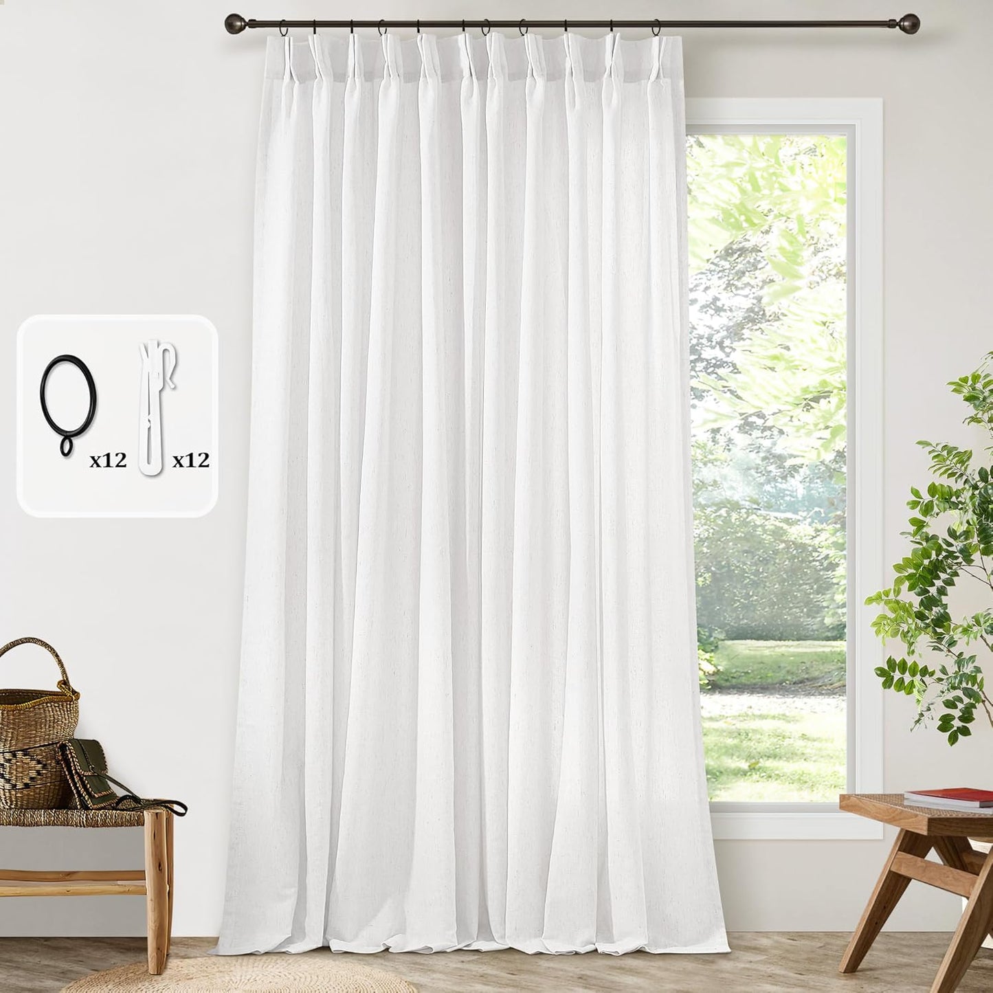Pinch Pleated 72 Inch Wide Curtain for Elegant Home Decor