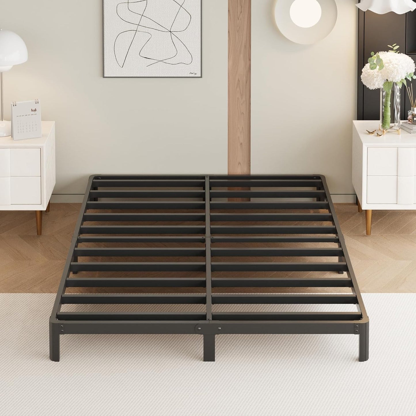 9 Inch King Bed Frame with Rounded Corner Legs for Comfort