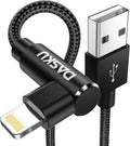 90 Degree iPhone Charging Cable 2Pack 10ft Nylon Braided Lightning